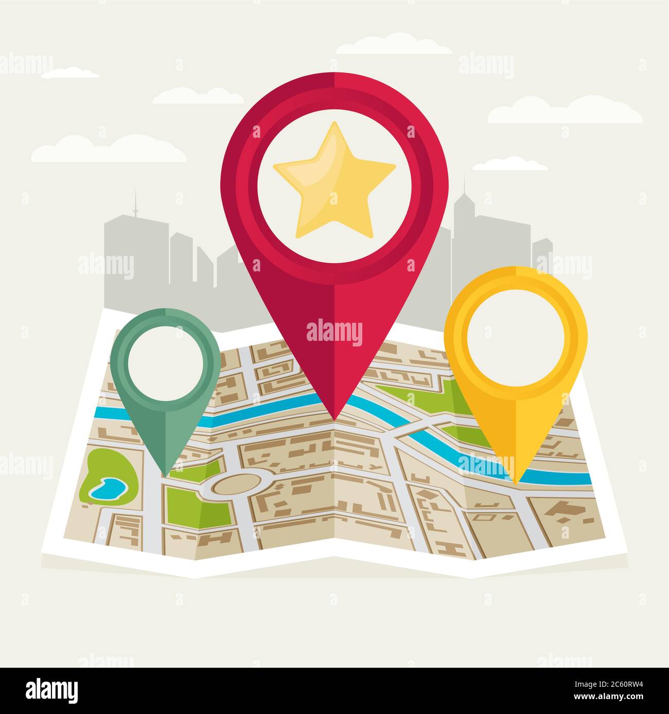 GPS map pointers on the map vector illustration Stock Vector Image ...