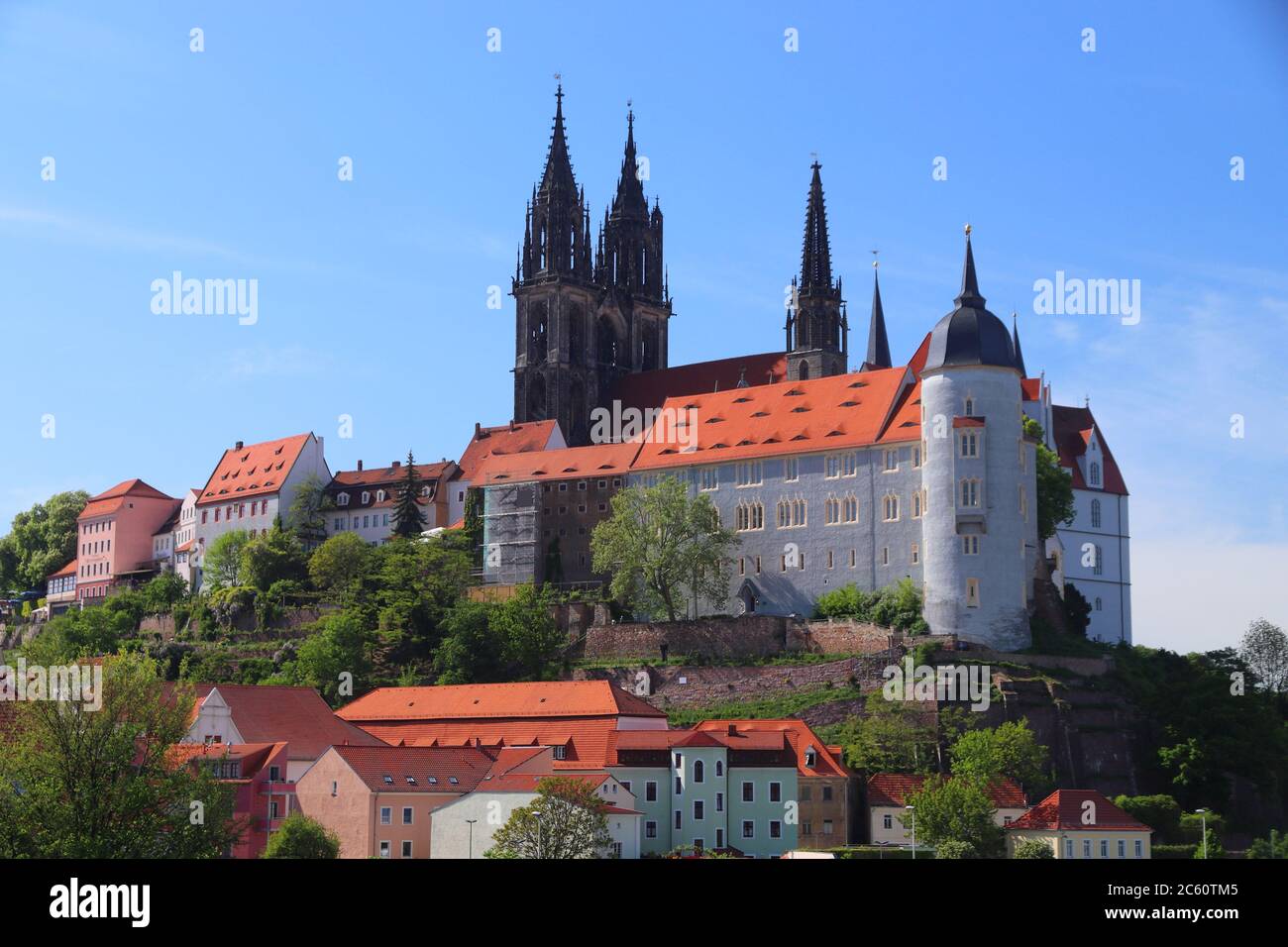 Meissen Old Town in Germany (Free State of Saxony). Albrechtsburg Castle. Stock Photo
