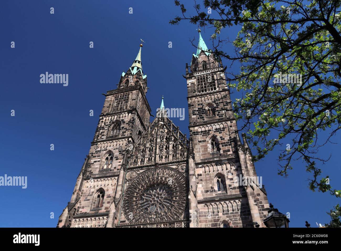 Germany landmarks. St Lorenz church - gothic landmark of Nuremberg, Germany. Stock Photo