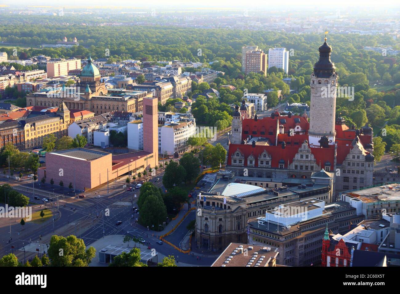 Leipzig, Germany aerial view. Cityscape with the New Town Hall (Neues ...