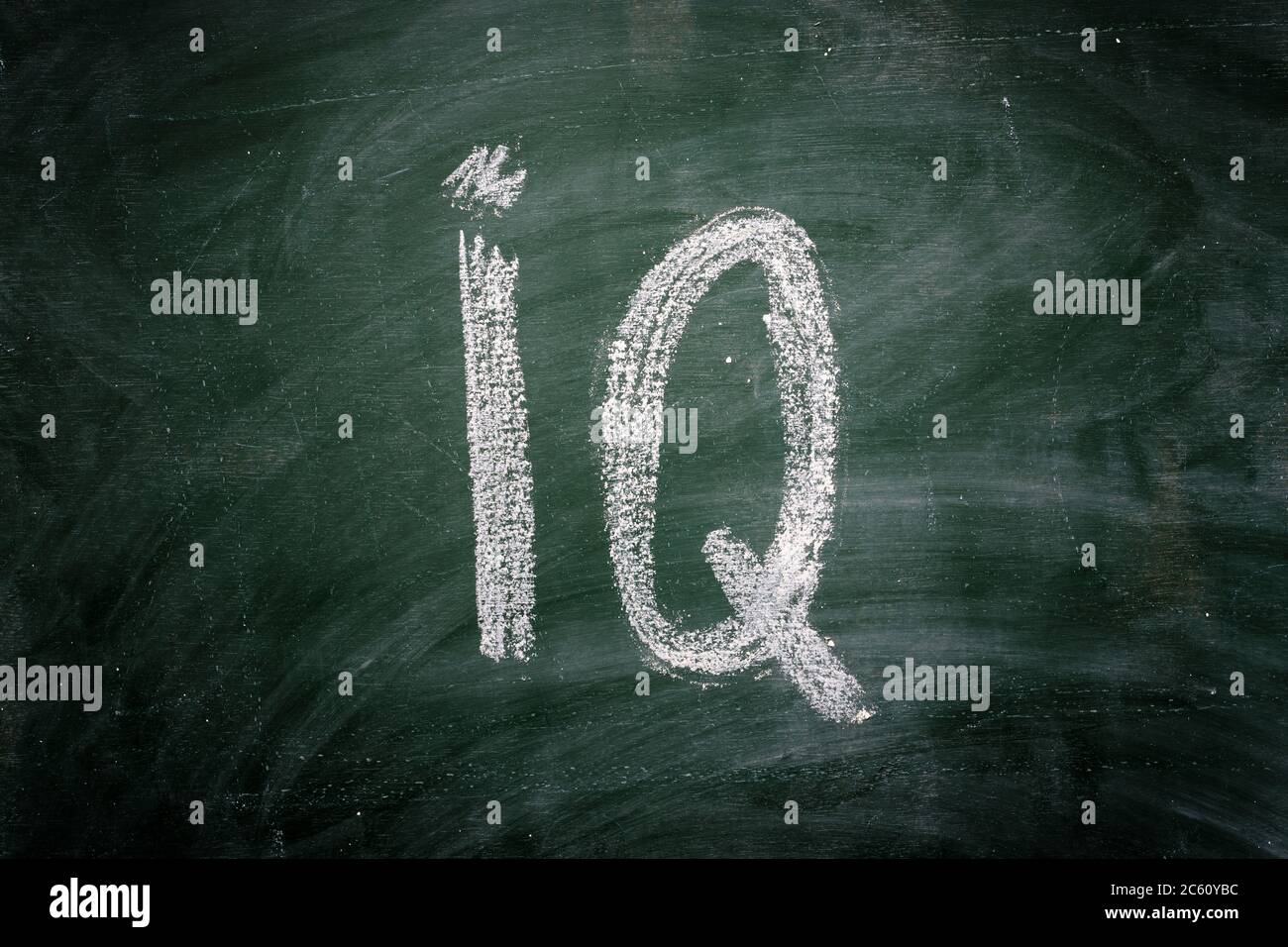IQ on green chalkboard, education and schooling Stock Photo