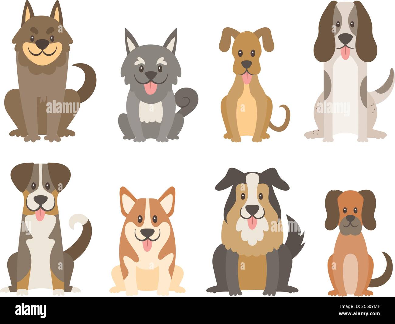 Different Type Of Vector Cartoon Dogs On White Background 5448865