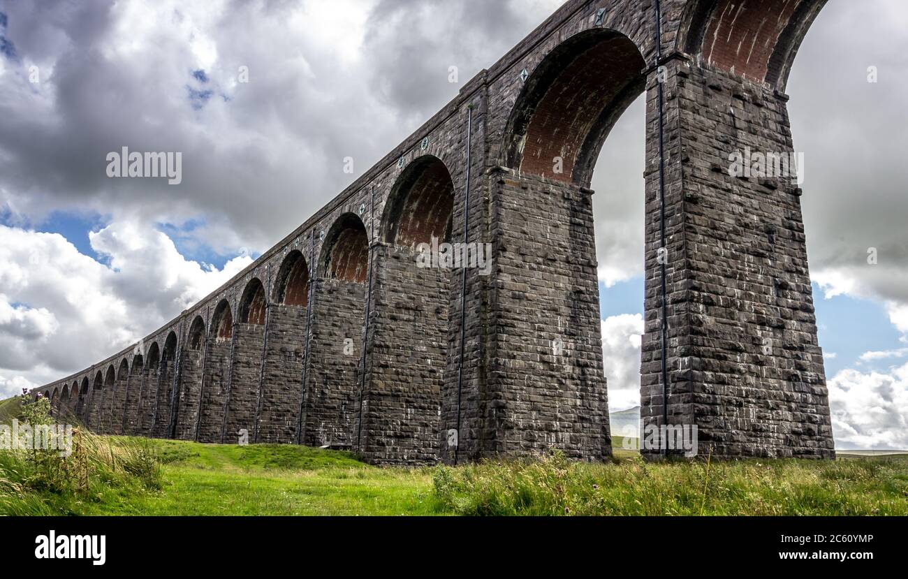 Ribblehead viaduct in North Yorkshire carrying the settle to Carlisle railway Stock Photo