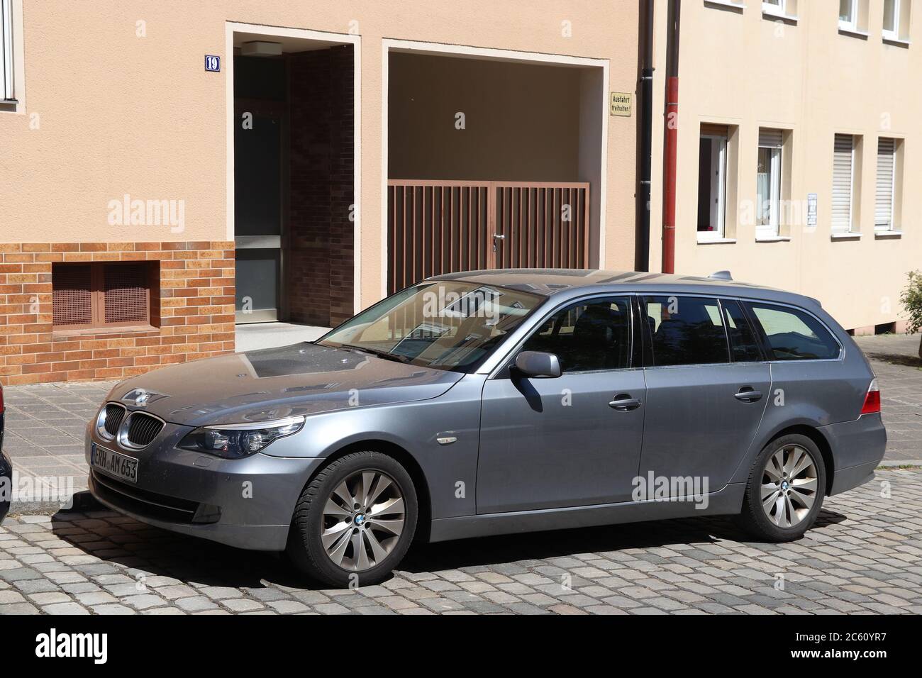NUREMBERG, GERMANY - MAY 7, 2018: BMW 5 series station wagon family car ...