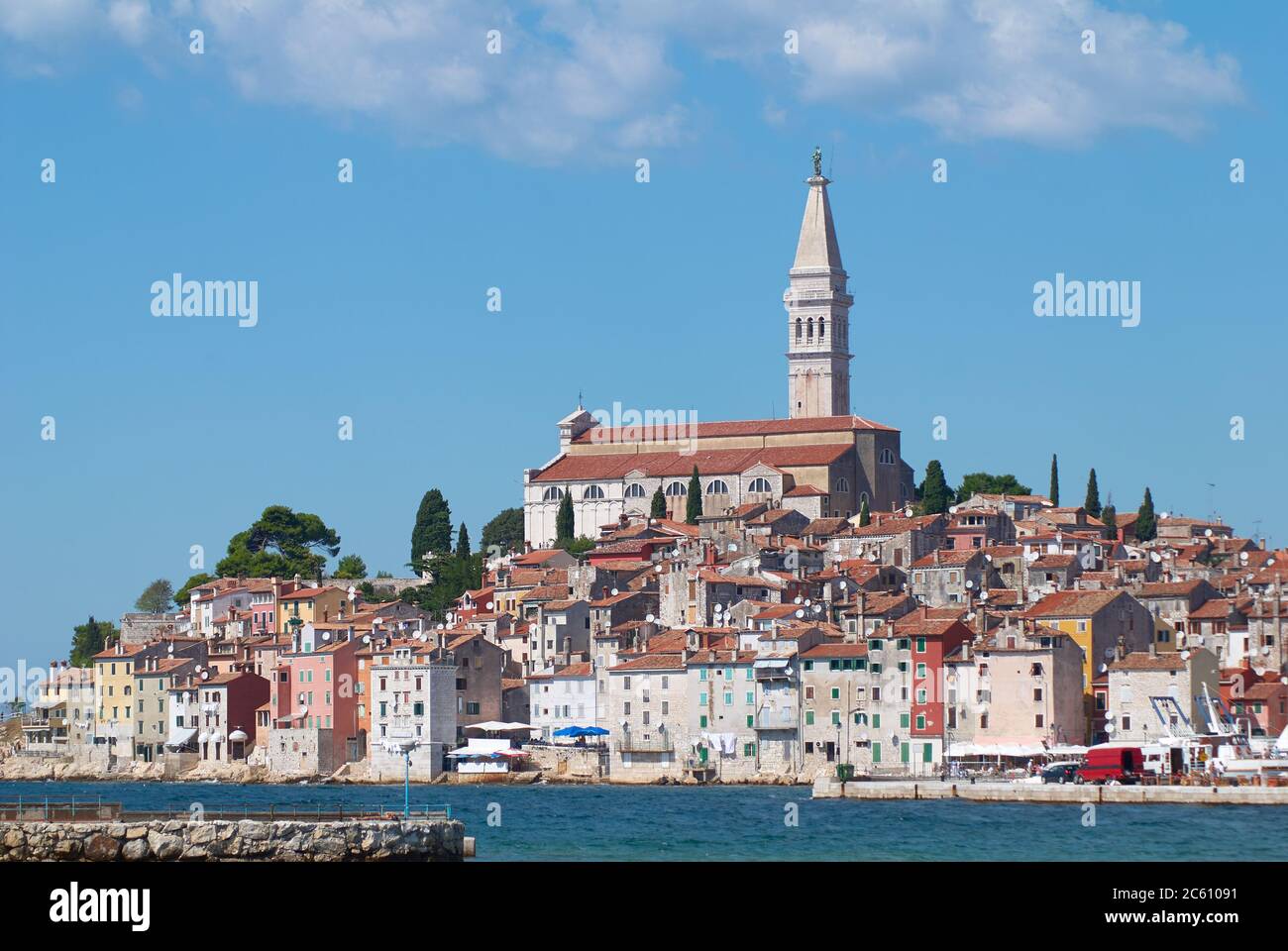 Wonderful romantic old town at Adriatic sea at magical summer day. Rovinj. Istria. Croatia. Europe. Stock Photo