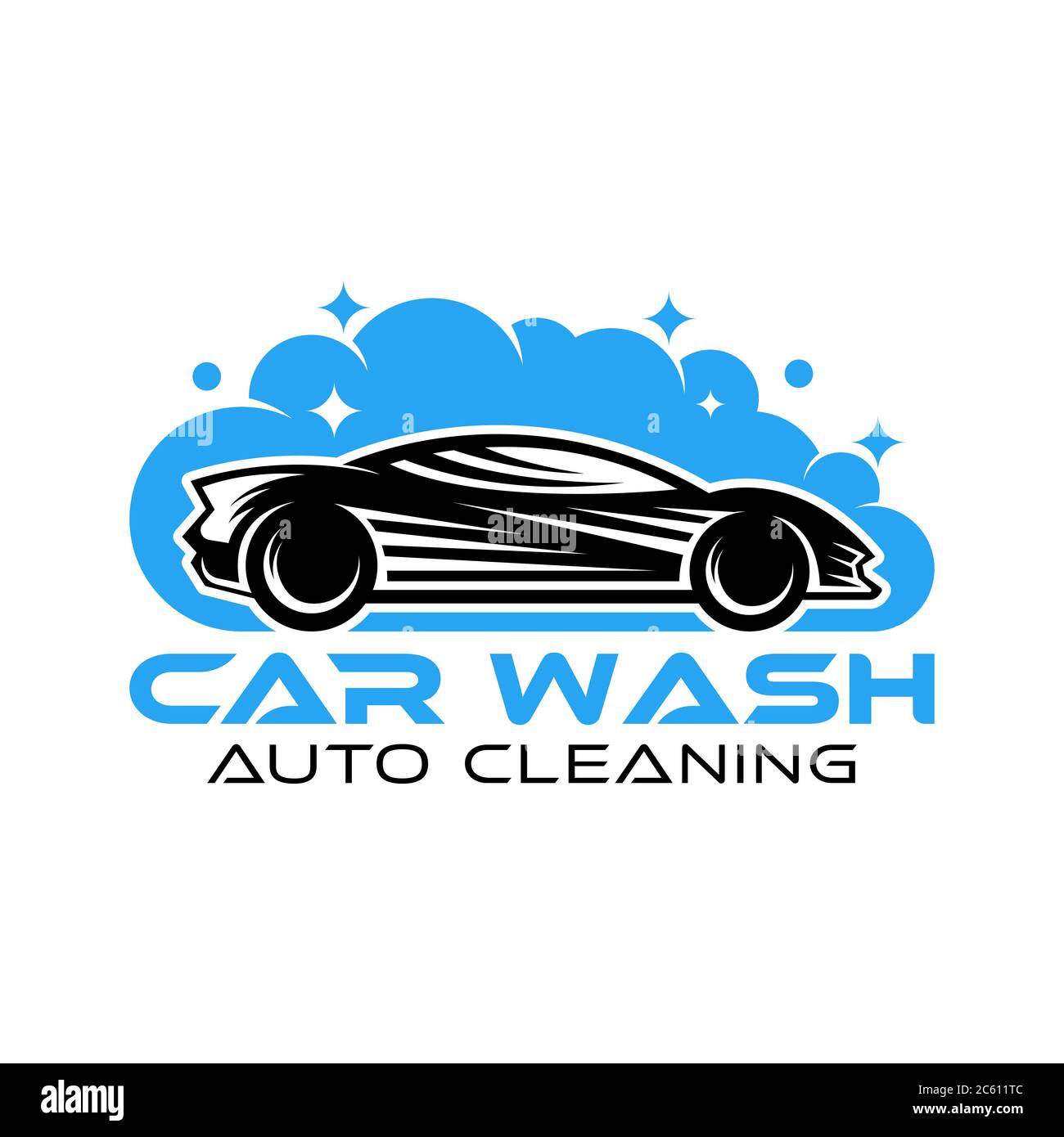 Car Wash Logo Vector Illustration template. Trendy Car Wash vector logo icon silhouette design. Car Auto Cleaning logo vector illustration for car det Stock Vector