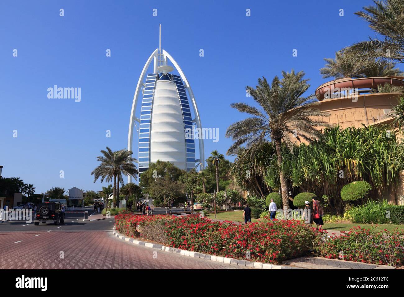 DUBAI, UAE - NOVEMBER 23, 2017: Burj Al Arab skyscraper in Dubai. The sail shaped modern hotel is managed by Jumeirah Group. Stock Photo