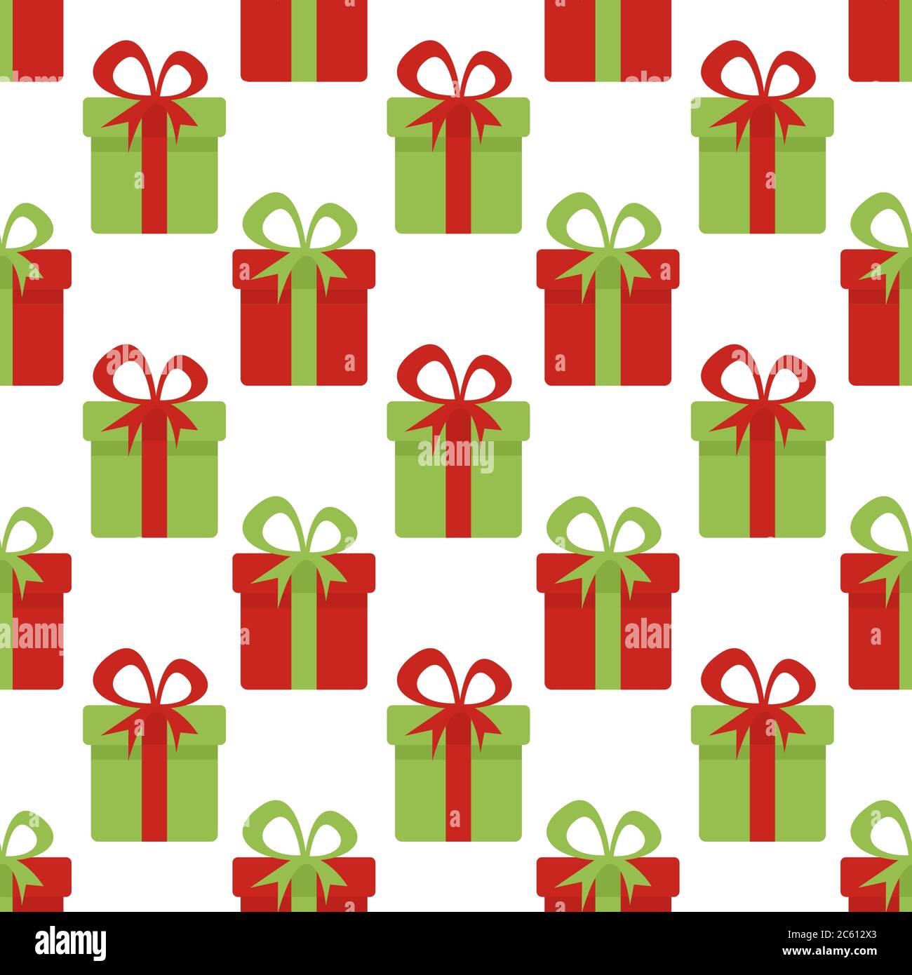 Christmas Seamless pattern with red and green gift boxes. Christmas background. Textures for wallpaper, web page background, wrapping paper. Stock Vector
