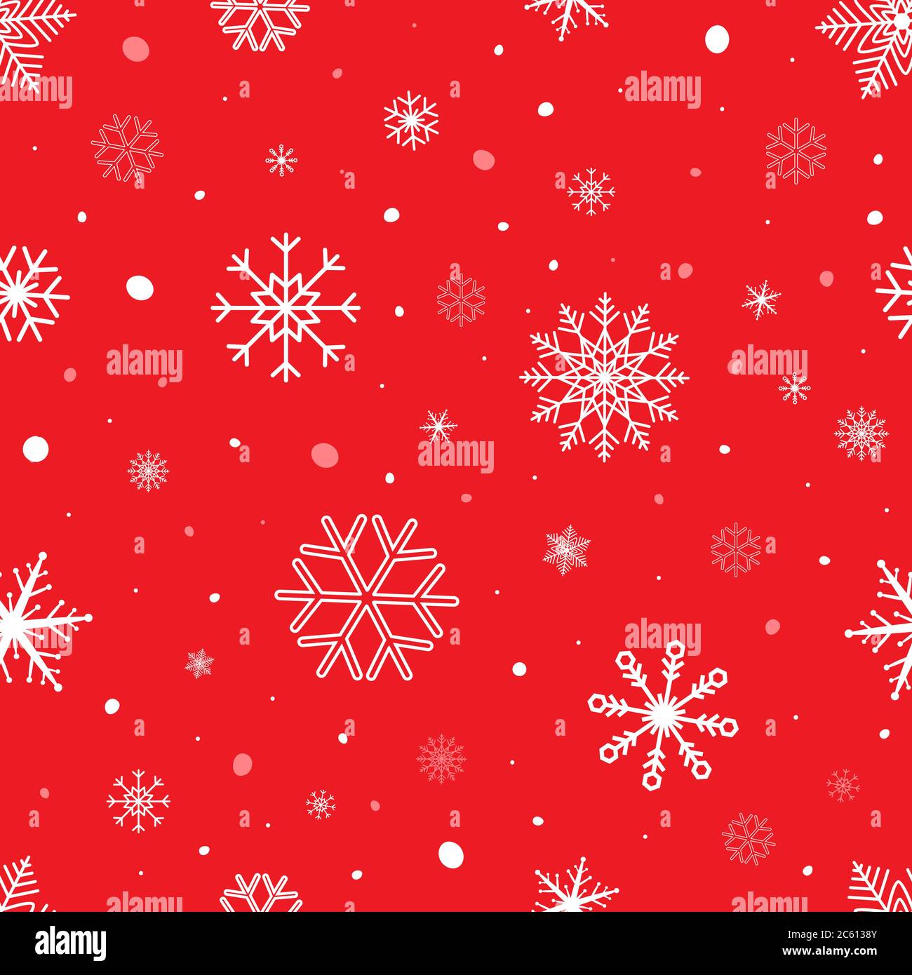 Christmas seamless background with snowflakes. Snowflake vector pattern on red background. Winter vector Stock Vector