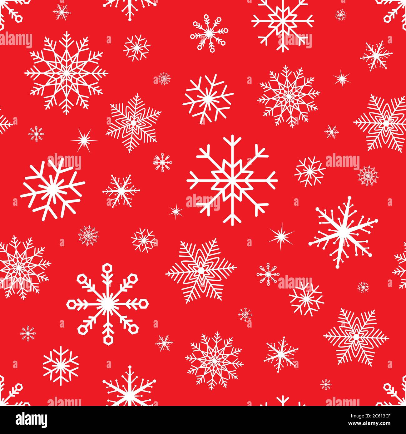 Christmas seamless background with snowflakes. Snowflake vector pattern on red background. Winter design. Vector Stock Vector