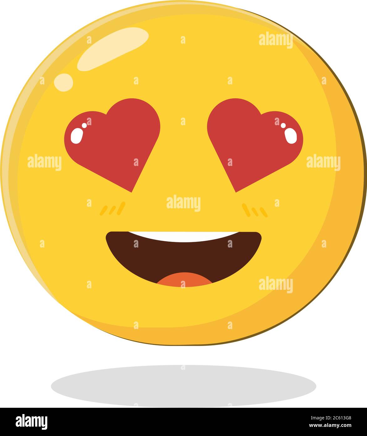 Emoticon smiling face. Love symbol. Cartoon Isolated vector
