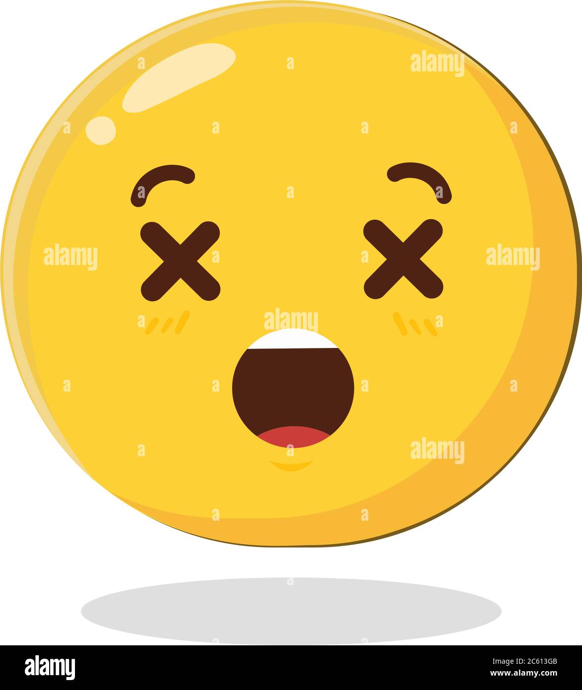 Emoticon dead with cross eyes. Cartoon Isolated vector illustration on