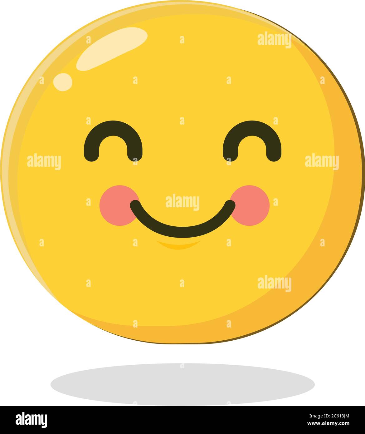 Happy smiley with pink cheeks. Cartoon Isolated vector illustration on