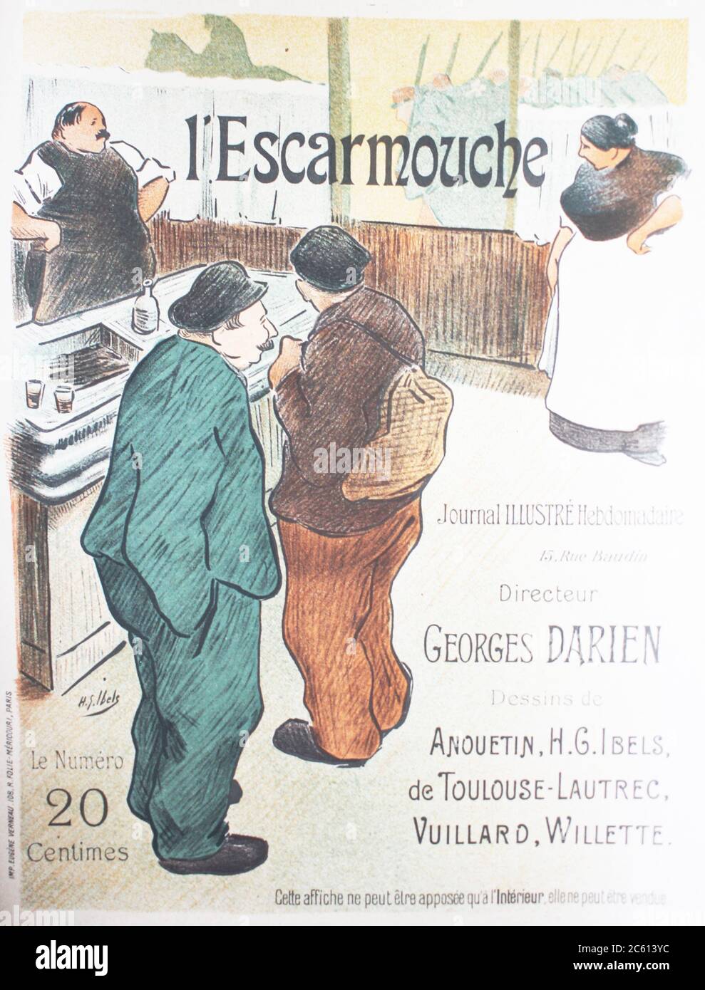 The advertising poster of theatre performance  in the vintage book Les Maitres de L'Affiche, by Roger Marx, 1897. Stock Photo