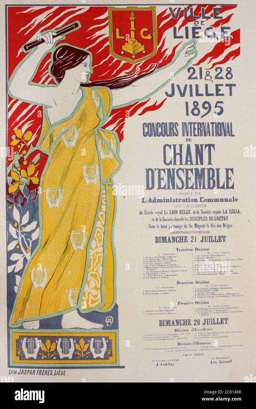 The poster of advertisment of song contest in the vintage book Les Maitres de L'Affiche, by Roger Marx, 1897. Stock Photo