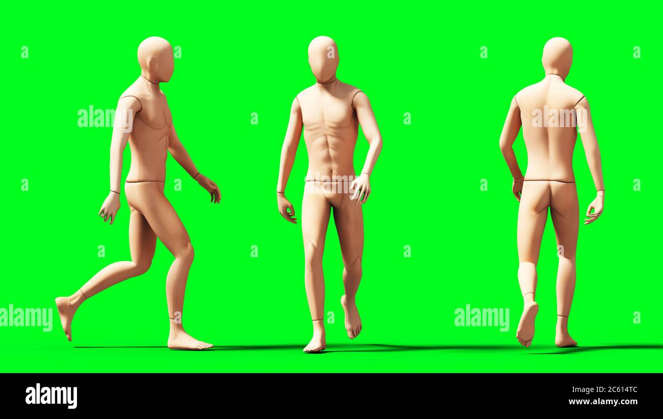 Dummy, mannequin isolate on green screen. 3d rendering. Stock Photo