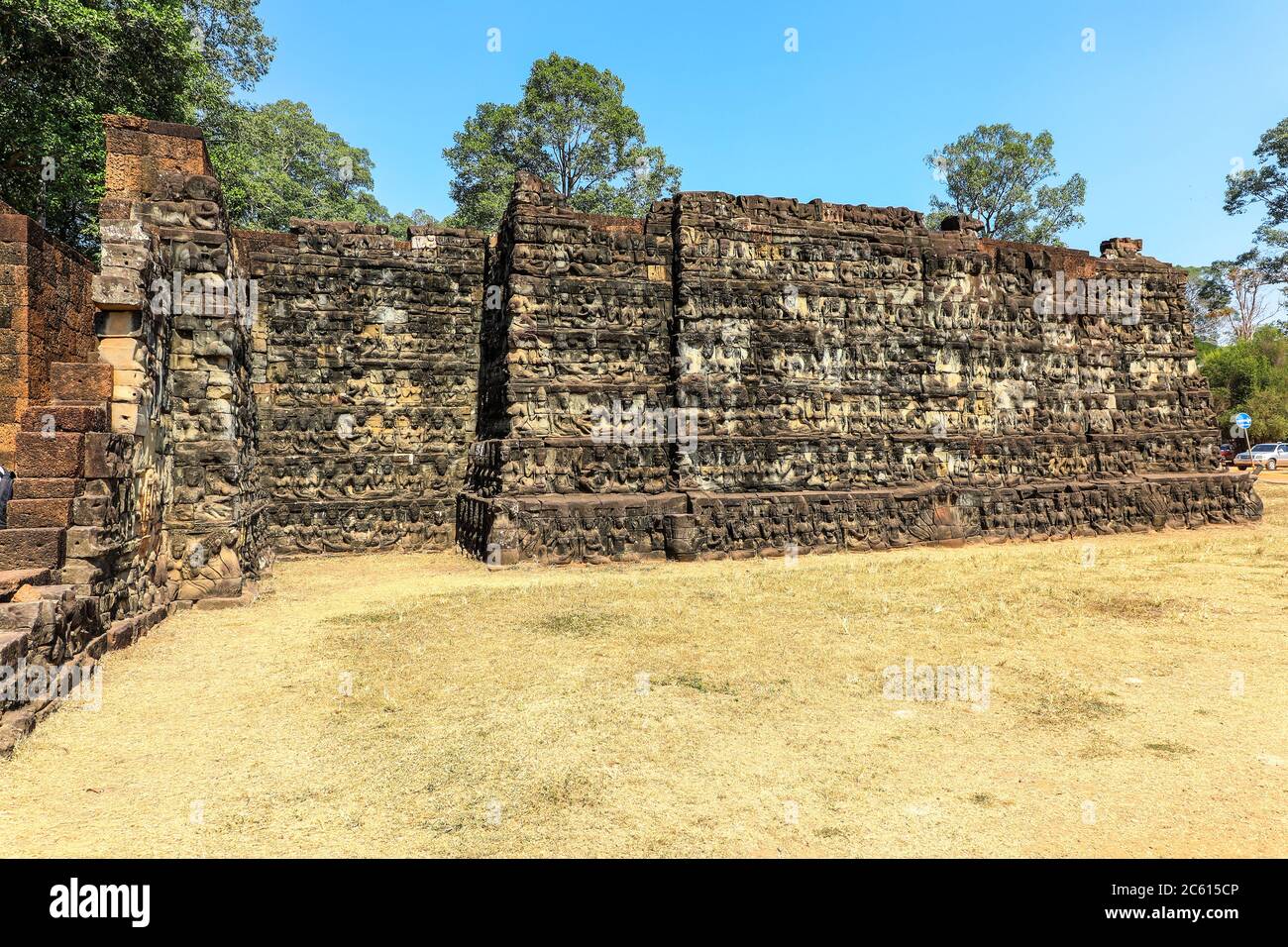 The Leper King Terrace at the Angkor Thom temple complex, Siem Reap, Cambodia, Asia Stock Photo