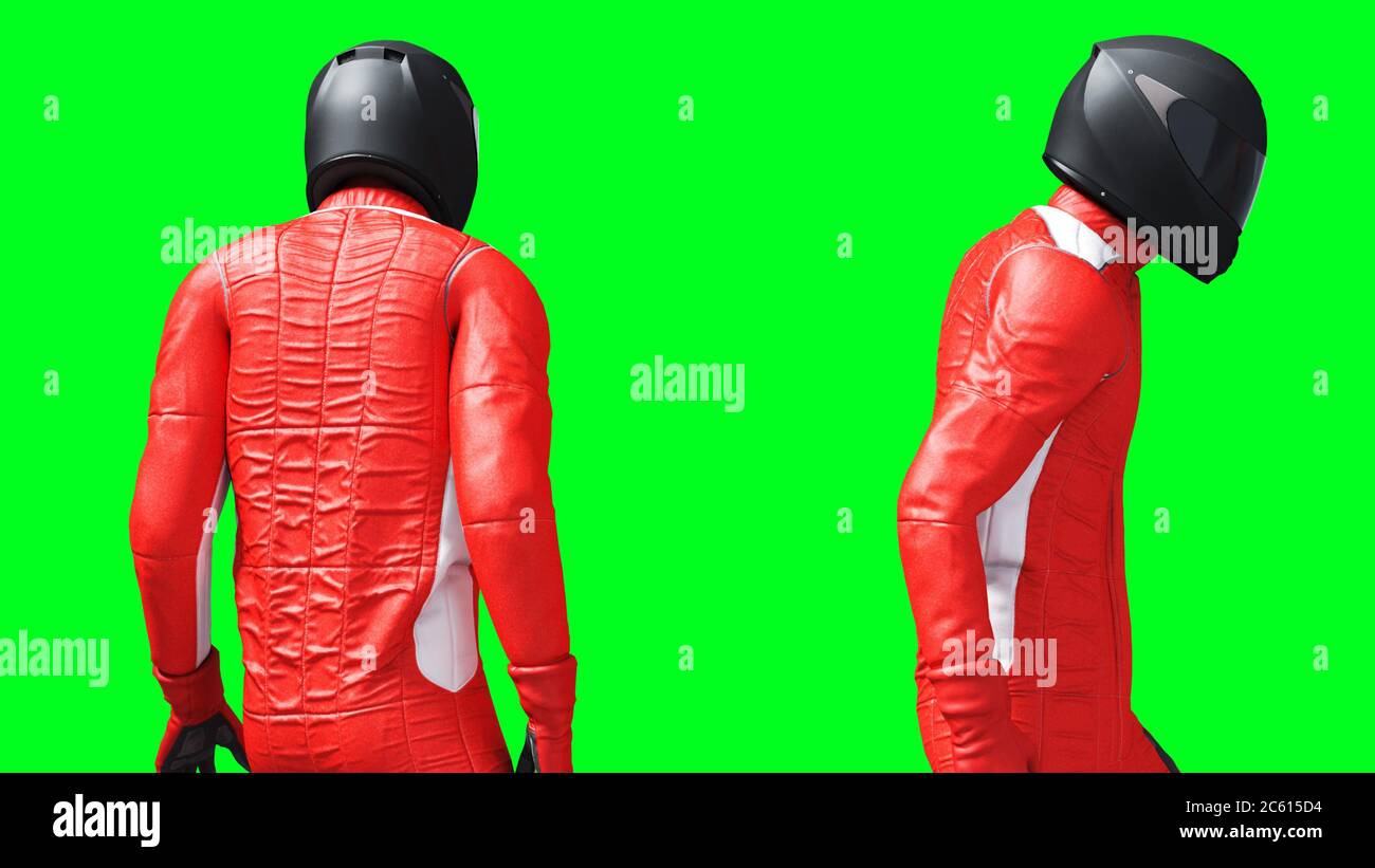 Driver, racer isolate on green screen. 3d rendering Stock Photo - Alamy