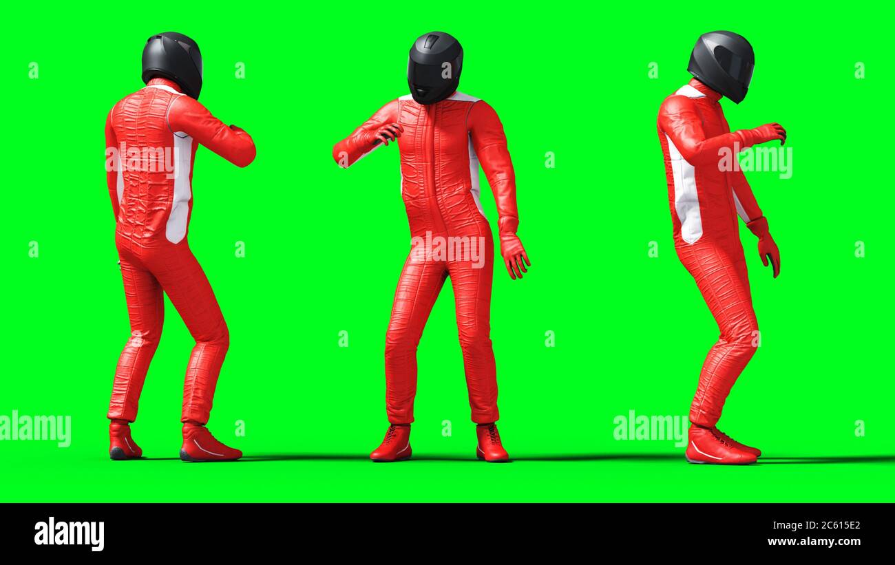 Driver, racer isolate on green screen. 3d rendering Stock Photo - Alamy