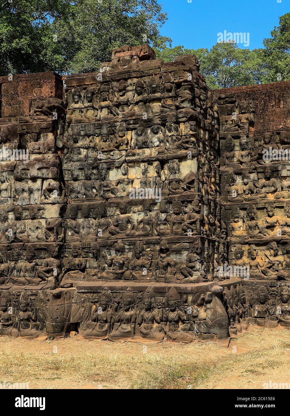 The Leper King Terrace at the Angkor Thom temple complex, Siem Reap, Cambodia, Asia Stock Photo