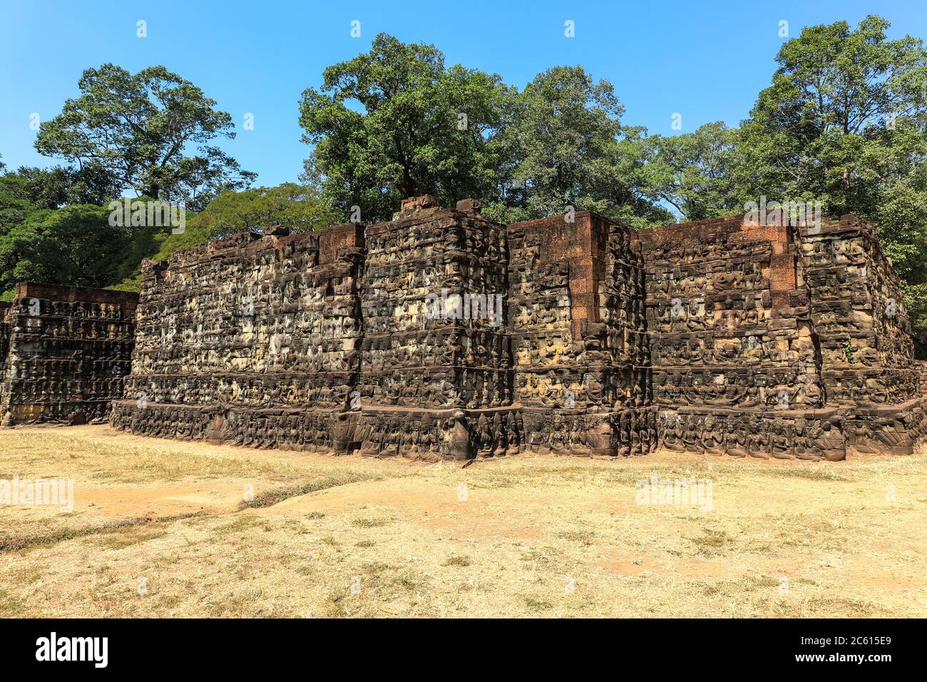 The Leper King Terrace at the Angkor Thom temple complex, Siem Reap, Cambodia, Asia Stock Photo
