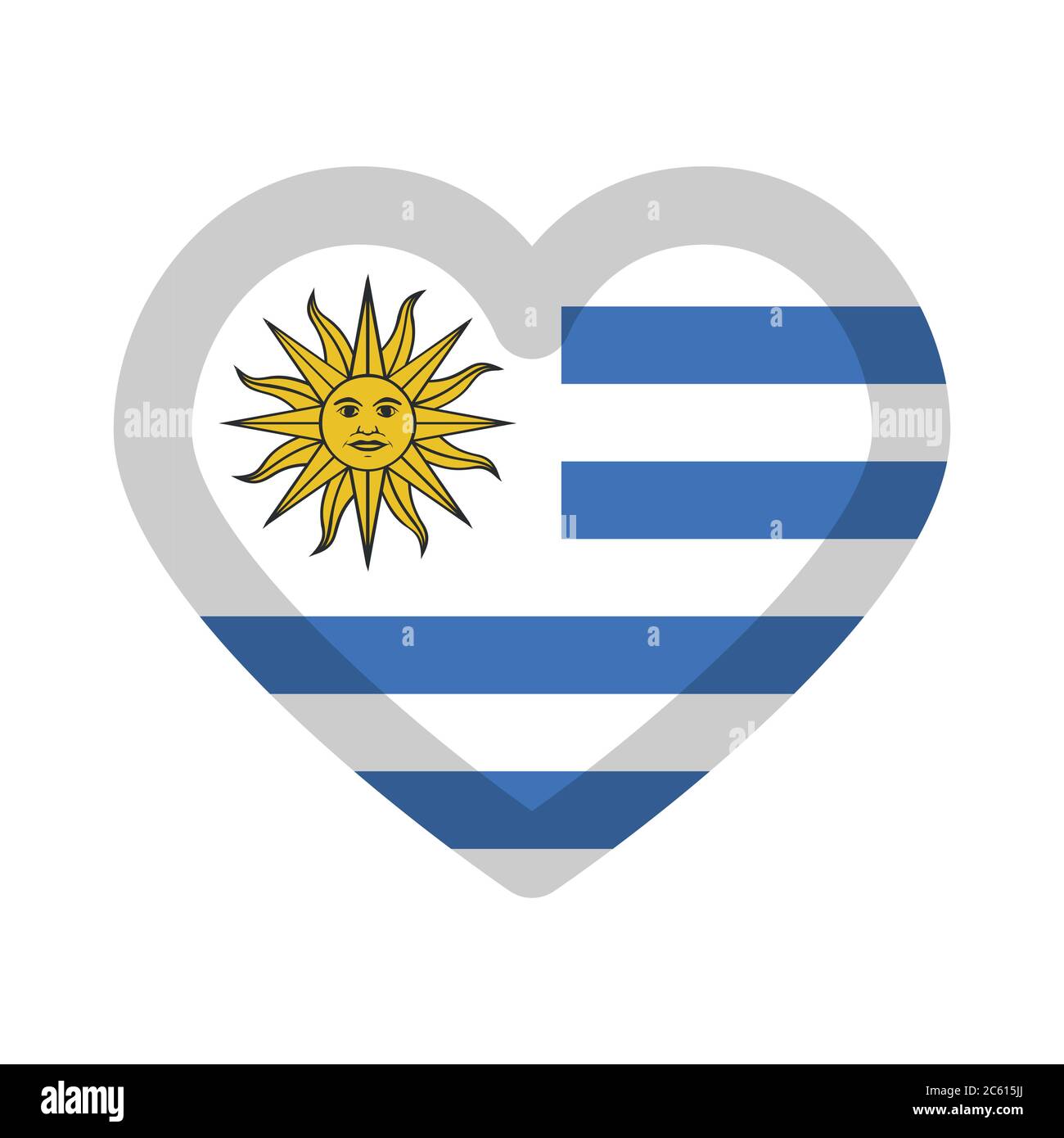 Uruguay flag heart graphic element Illustration template design Stock