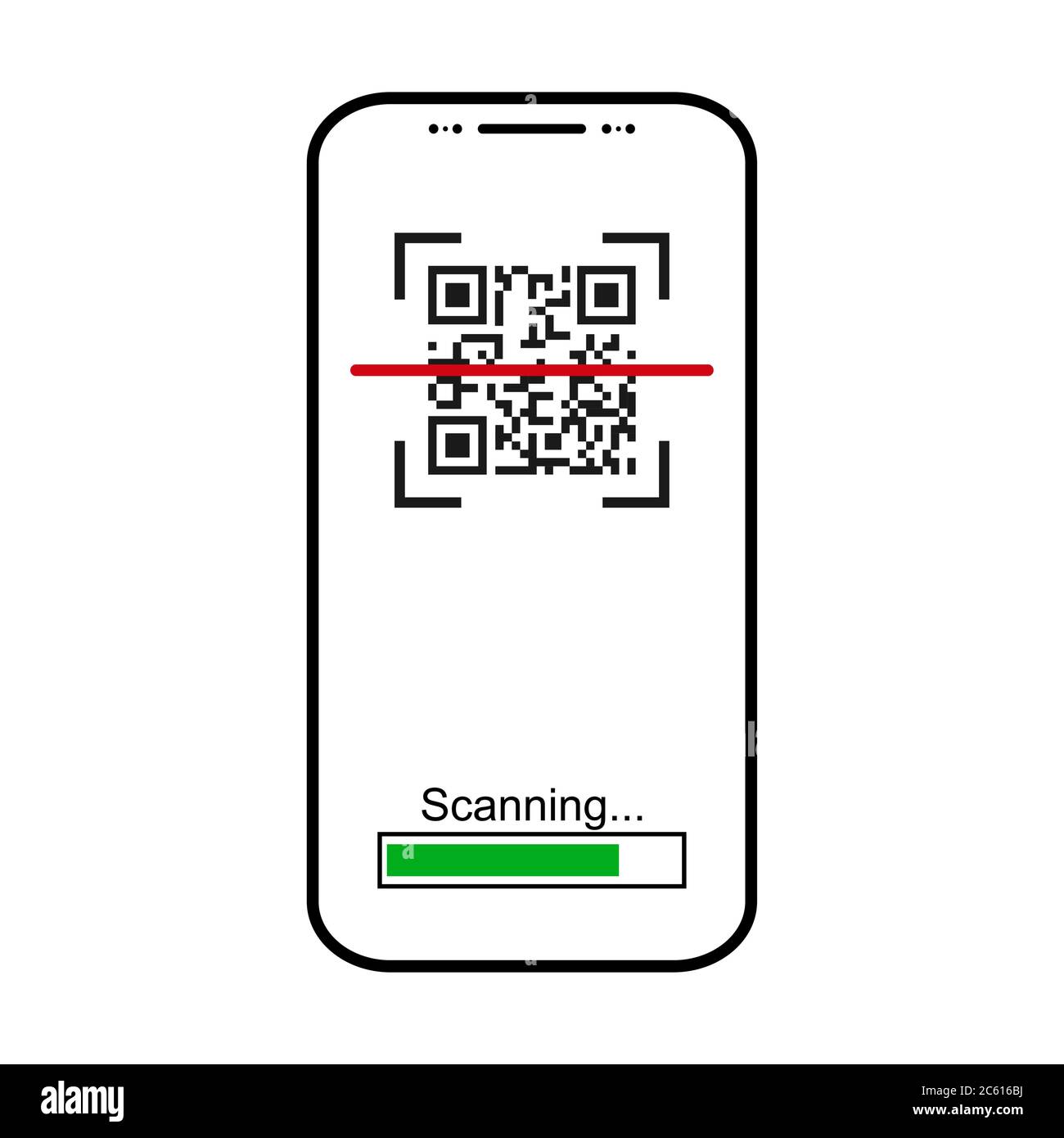 Mobil scan flat icon isolated on white background. QR code reader vector illustration . Stock Vector