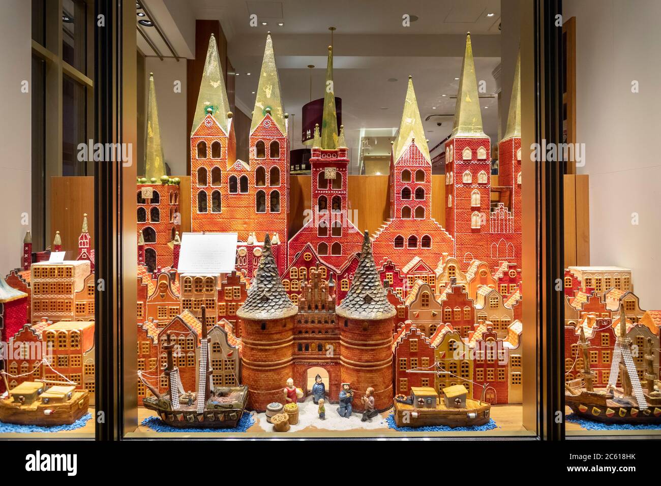 Head office of J. G. Niederegger in Breite Strasse. City view made of marzipan Stock Photo