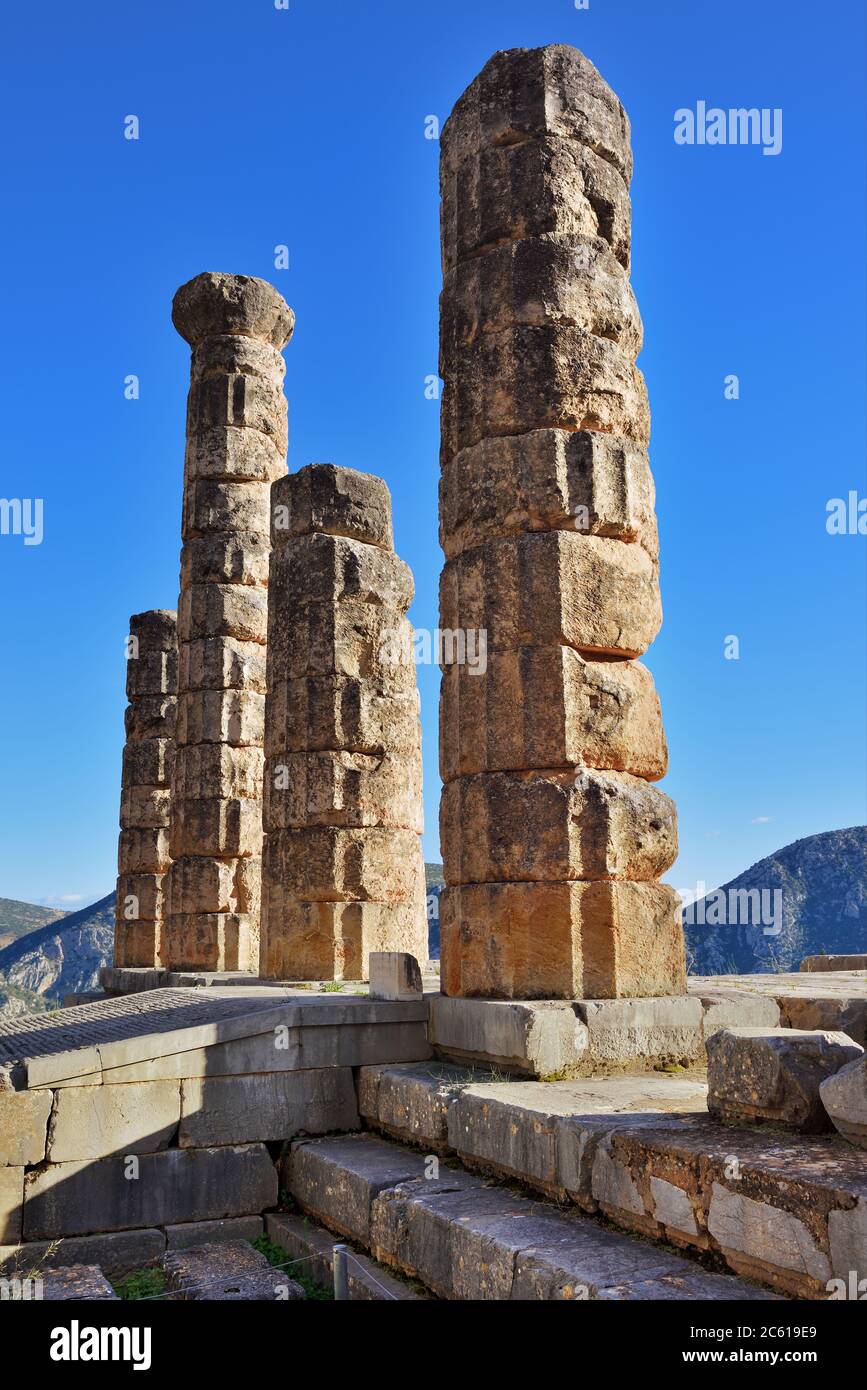 Apollo Temple in Delphi, an archaeological site in Greece, at the Mount ...