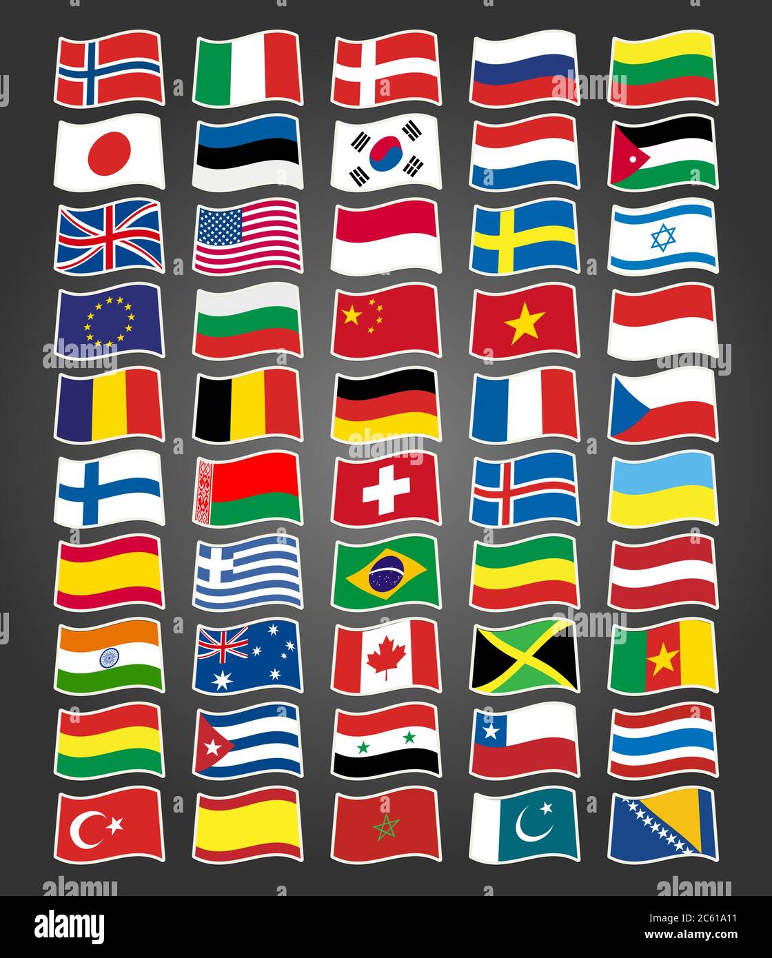 Flags Icons In Flat Style Simple Flags Of The Countries Stock Vector 