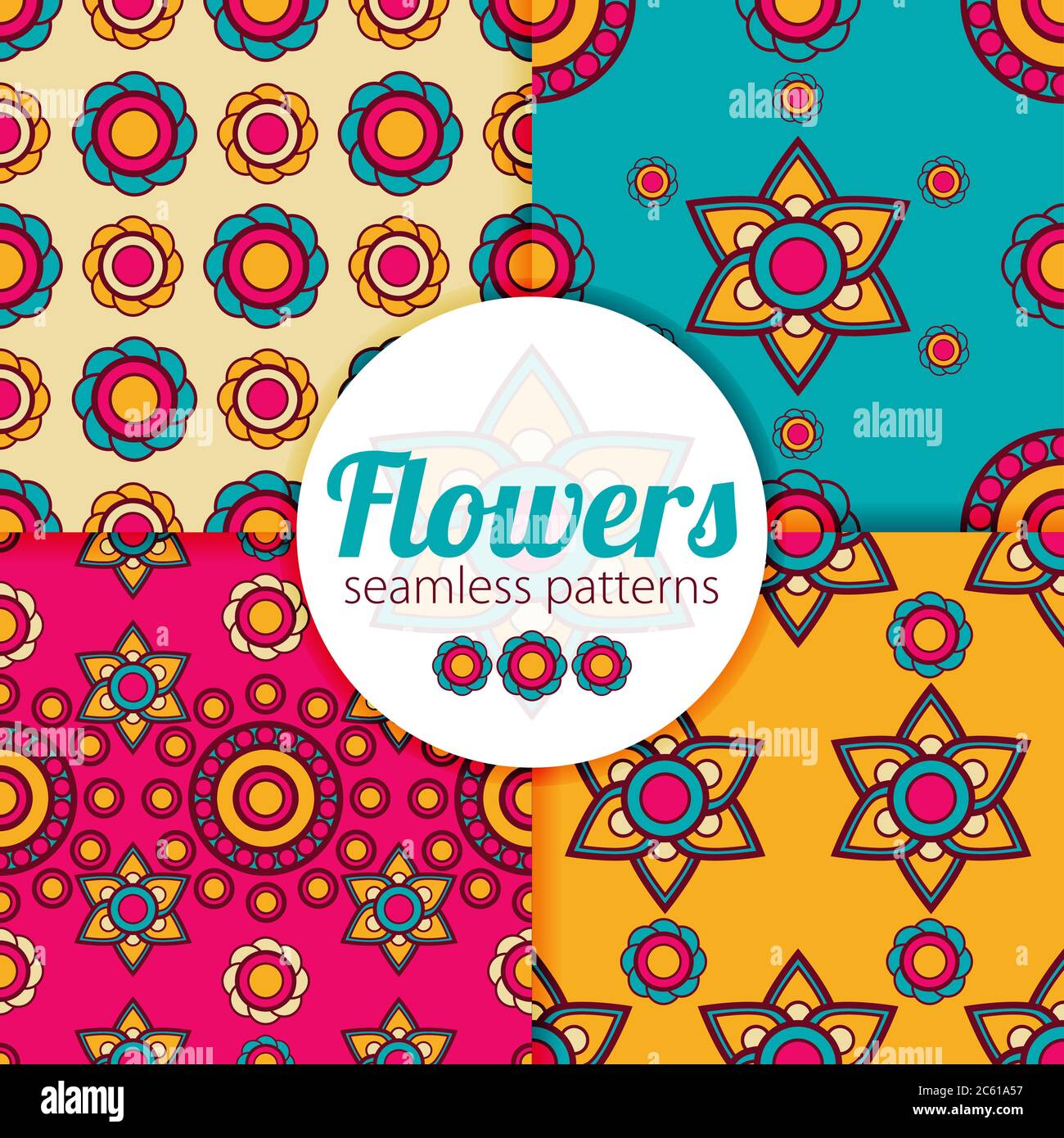 Abstract flowers vector seamless patterns Stock Vector Image & Art - Alamy