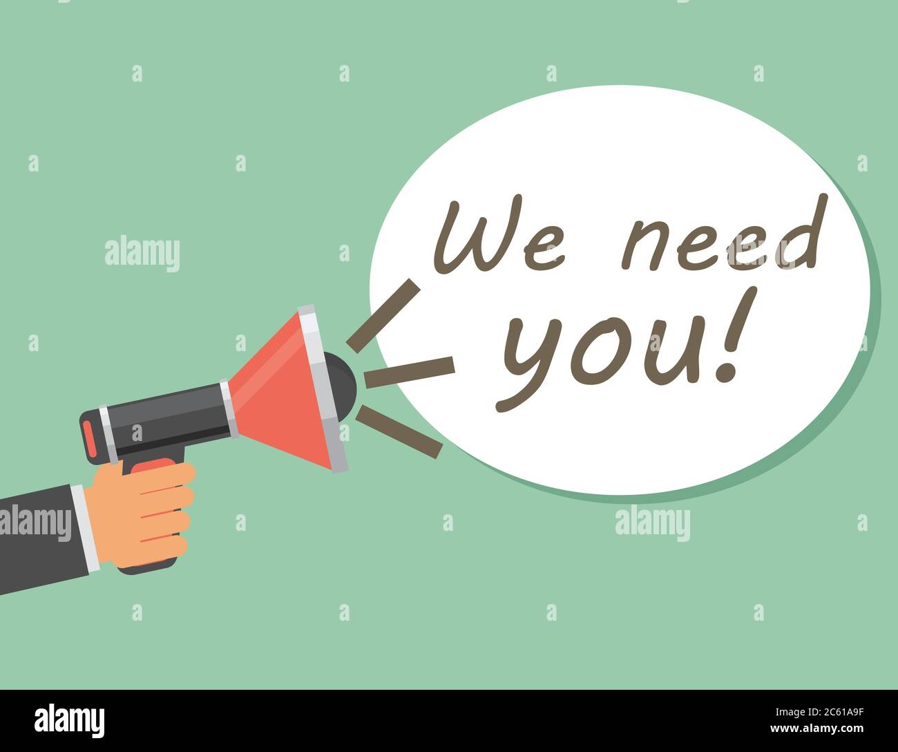 Megaphone Hand with text We Need You, vector illustration Stock Vector