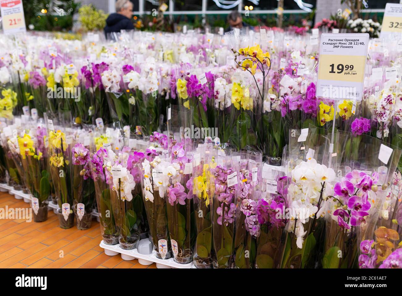 MINSK, BELARUS April 01, 2020 flower shop with beautiful flowers in