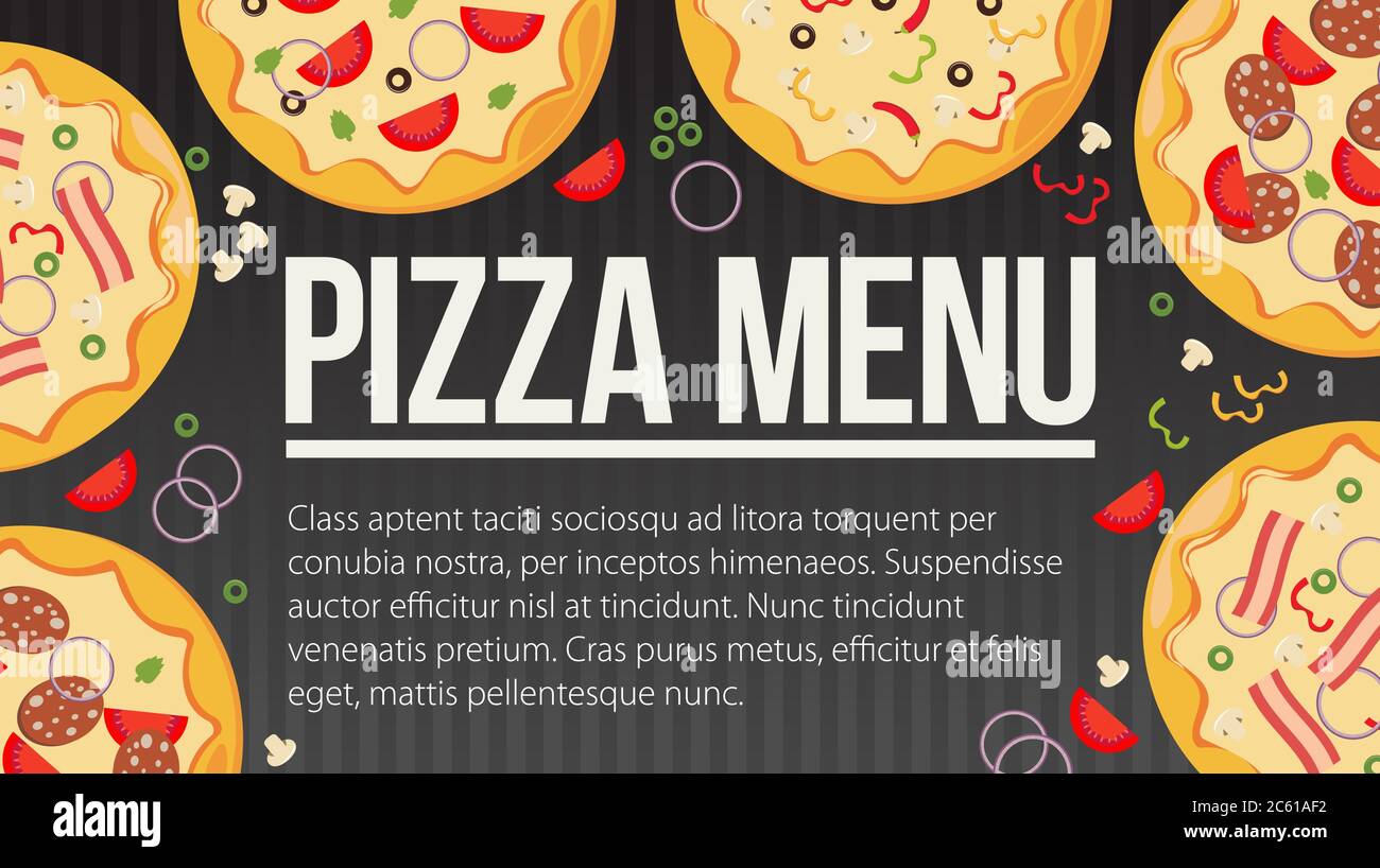 Flat style. Pizza card menu. Vector illustration Stock Vector Image ...