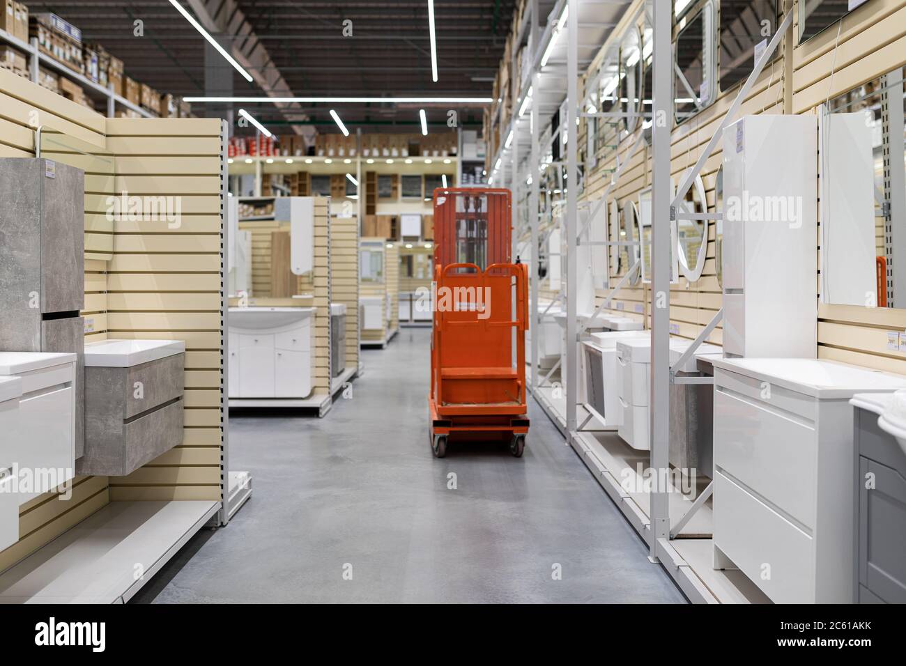 MINSK, BELARUS April 01, 2020 bathroom furniture store with a wide