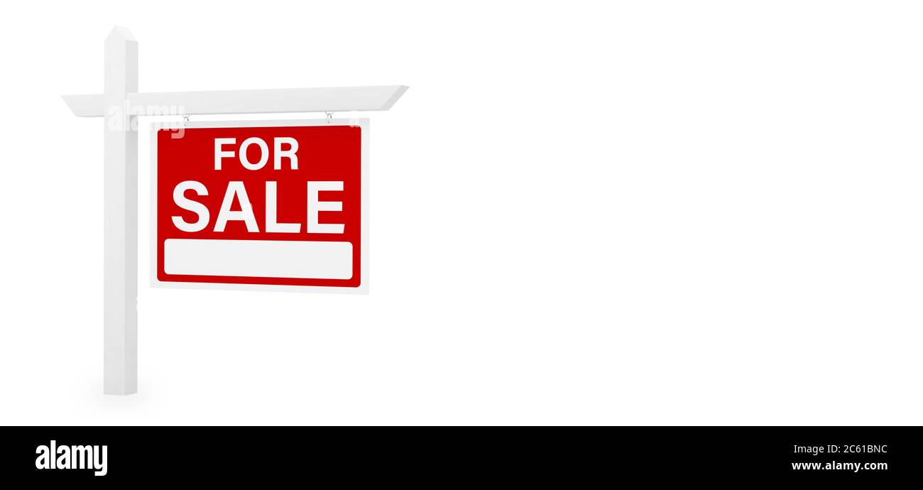 for sale house home real estate sign 3D illustration Stock Photo