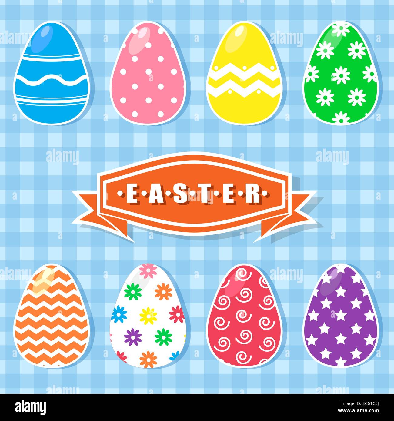 Easter colorful eggs set vector illustration background Stock Vector