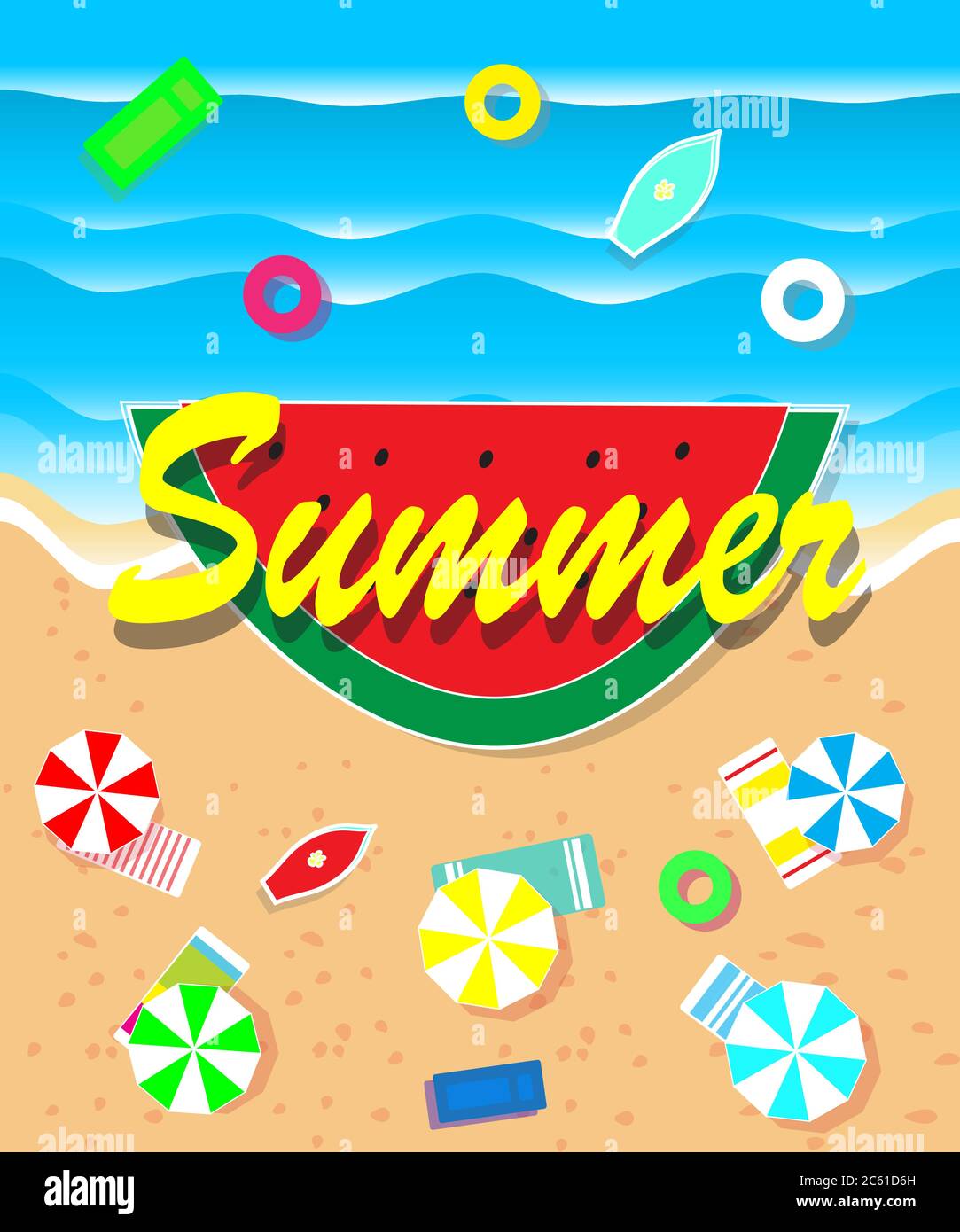 Summer beach vector background illustration layout poster Stock Vector