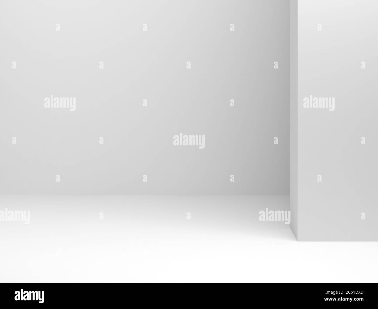 Abstract empty white interior with soft shadowed niche, minimal architecture background, 3d rendering illustration Stock Photo