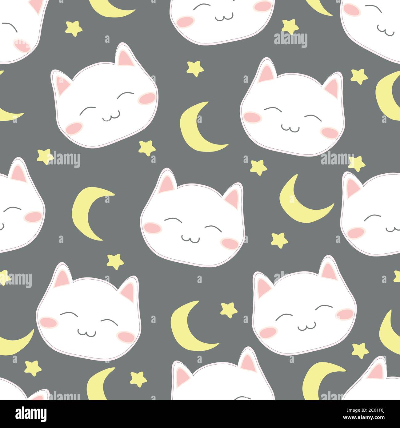 Cute seamless cat vector illustration background Stock Vector