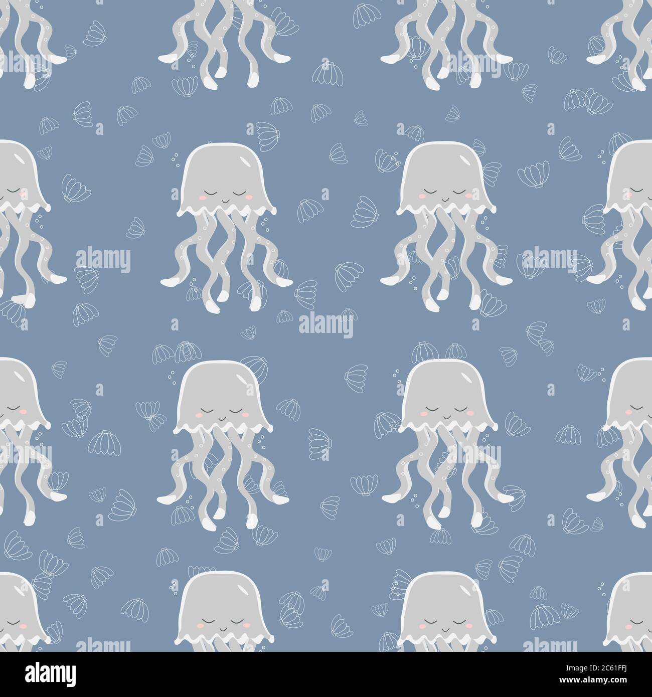 Cute octopus vector illustration background seamless pattern Stock ...