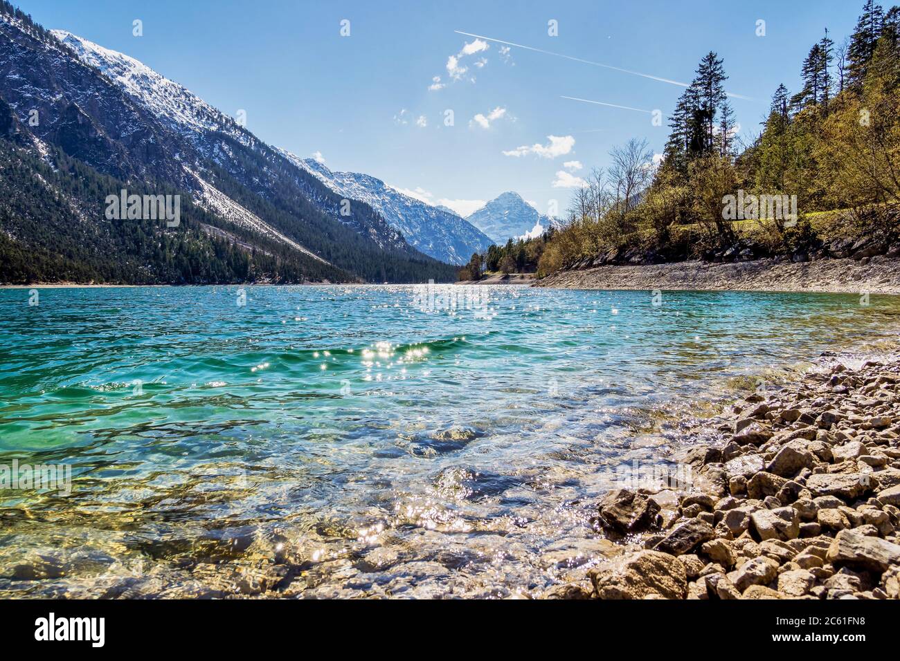 Lake Plansee in the Alps of Austria on a day in autumn Stock Photo - Alamy