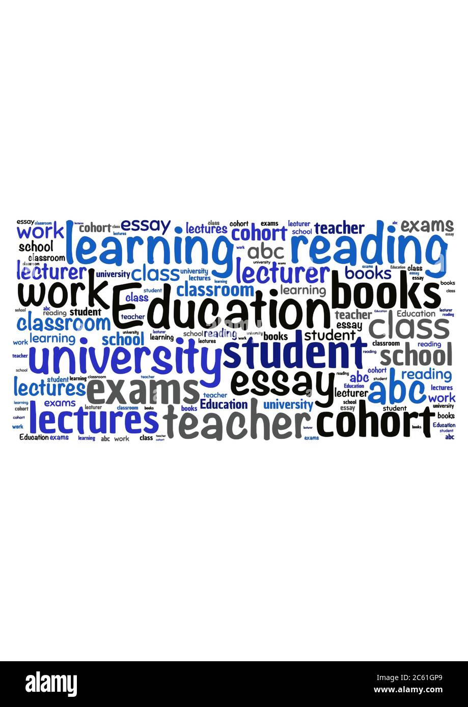 Illustration of a word cloud with words representing education and schooling Stock Vector