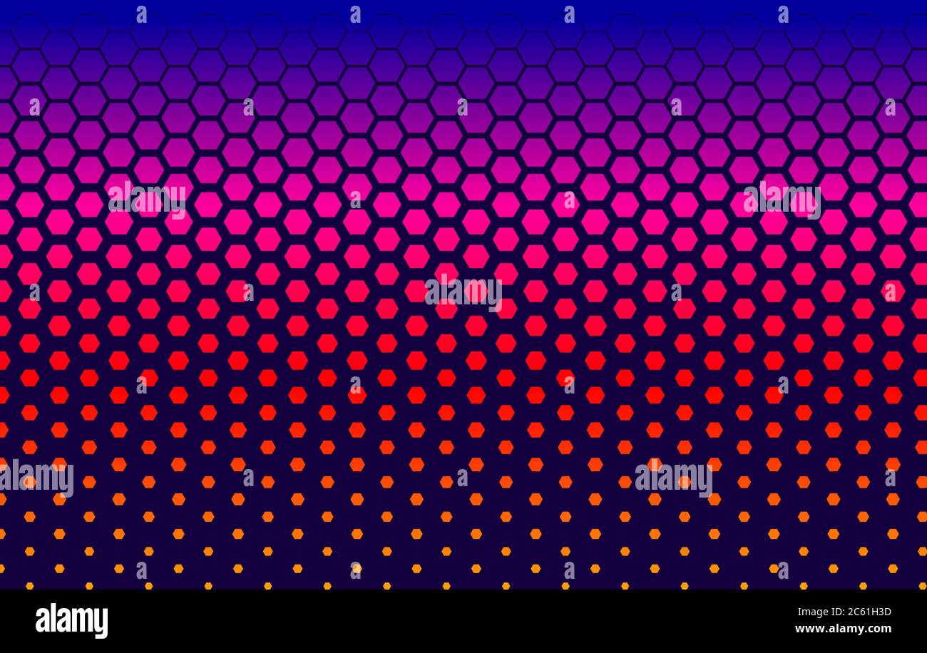 Halftone technology banner with hexagons, futuristic blue gradient background, digital element, hexagon pattern Stock Vector