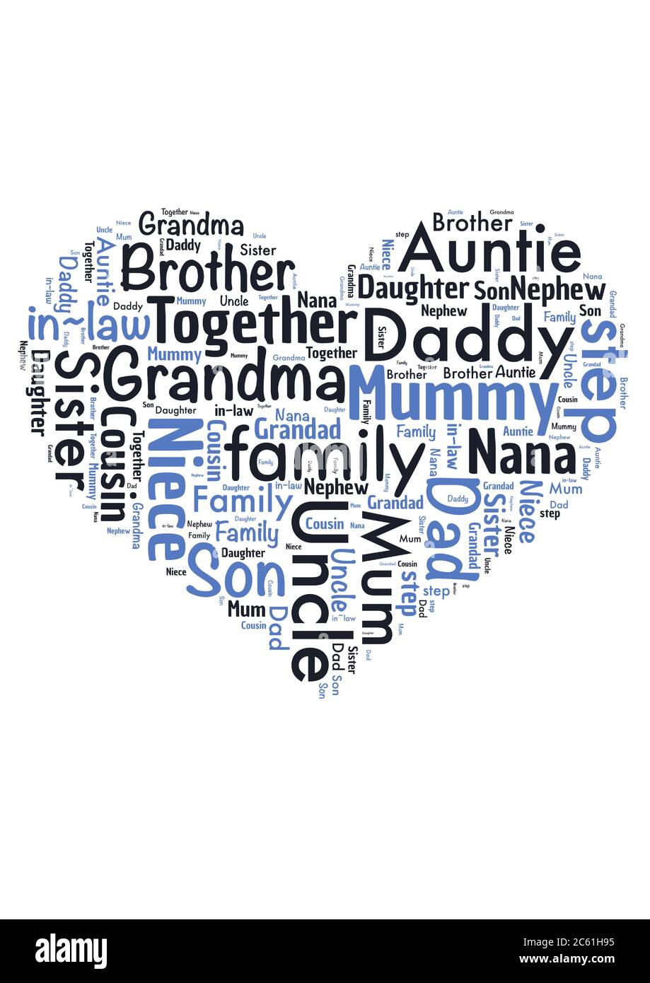 Illustration of a word cloud with words representing family members Stock Vector