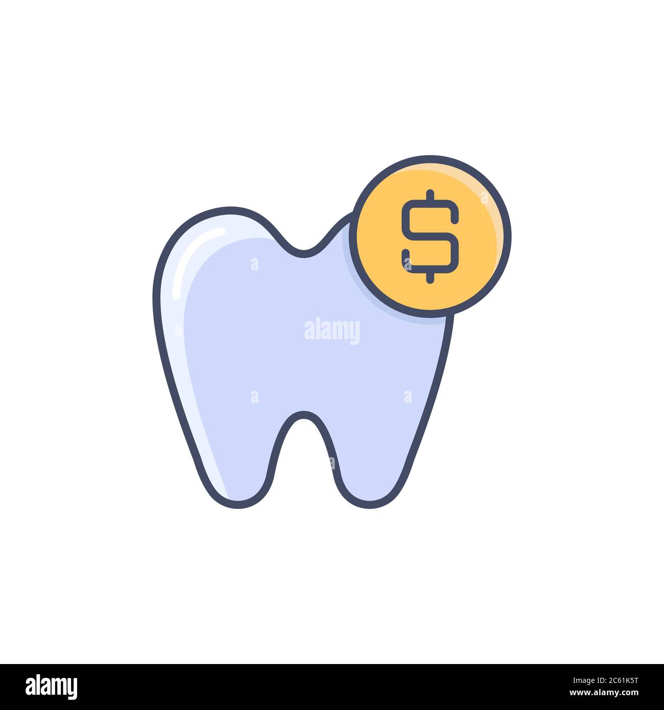 Tooth and dollar vector icon symbol isolated on white background Stock Vector