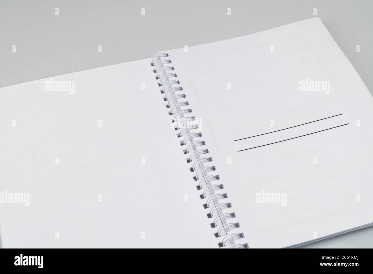 open notepad with markup on a white background Stock Photo