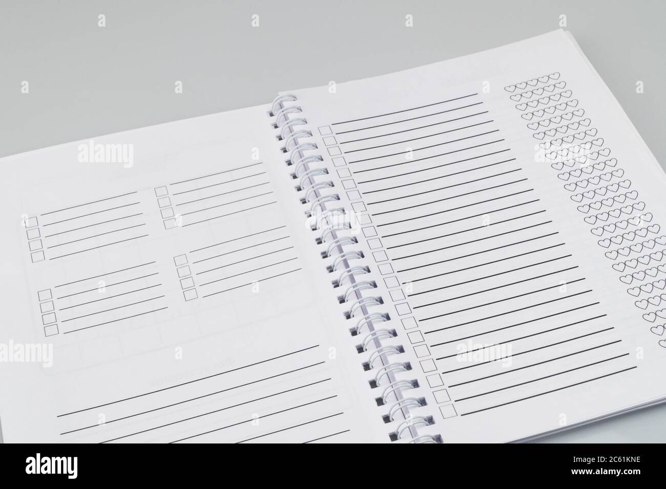 open notepad with markup on a white background Stock Photo