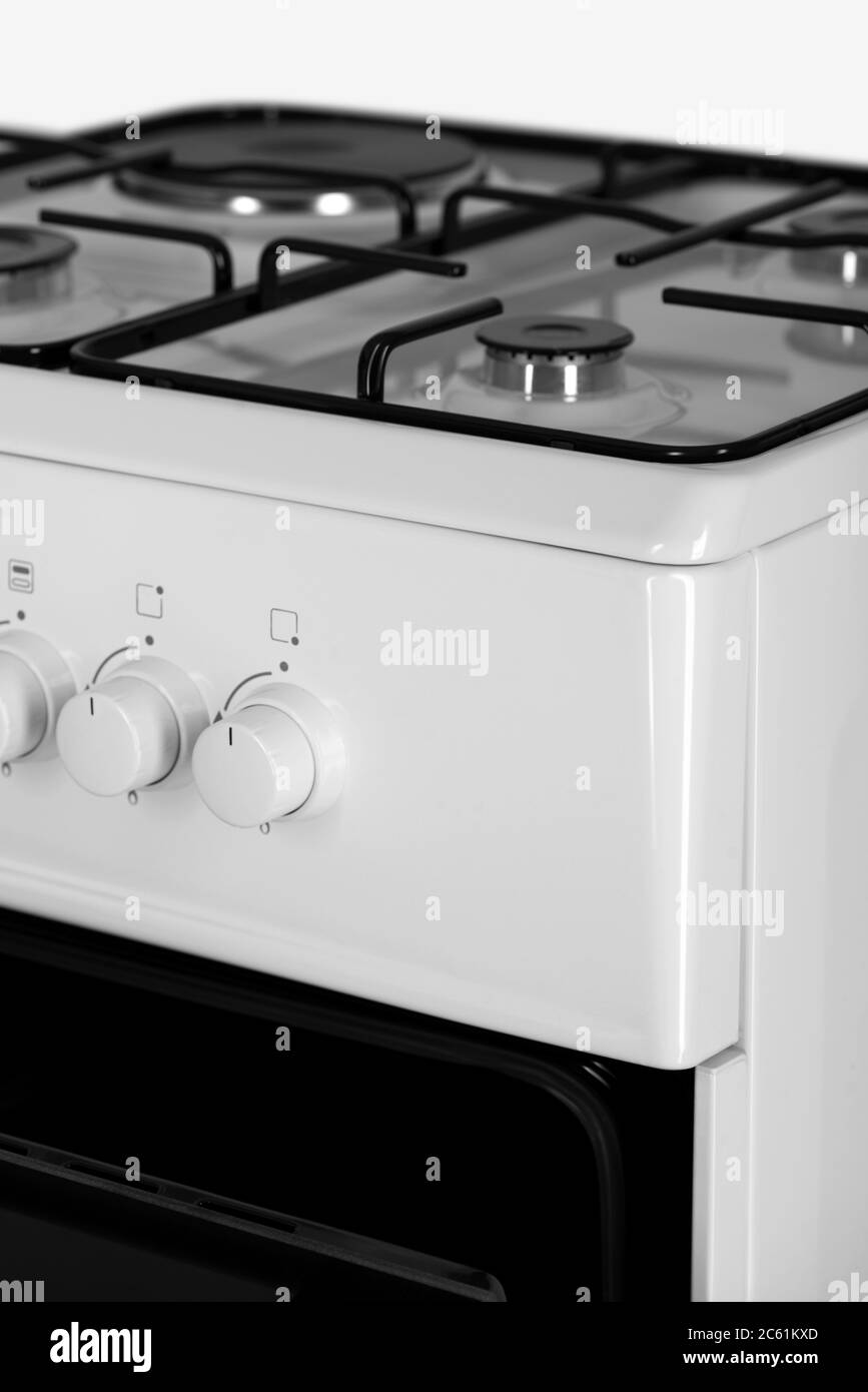 part of a modern gas stove, white Stock Photo Alamy