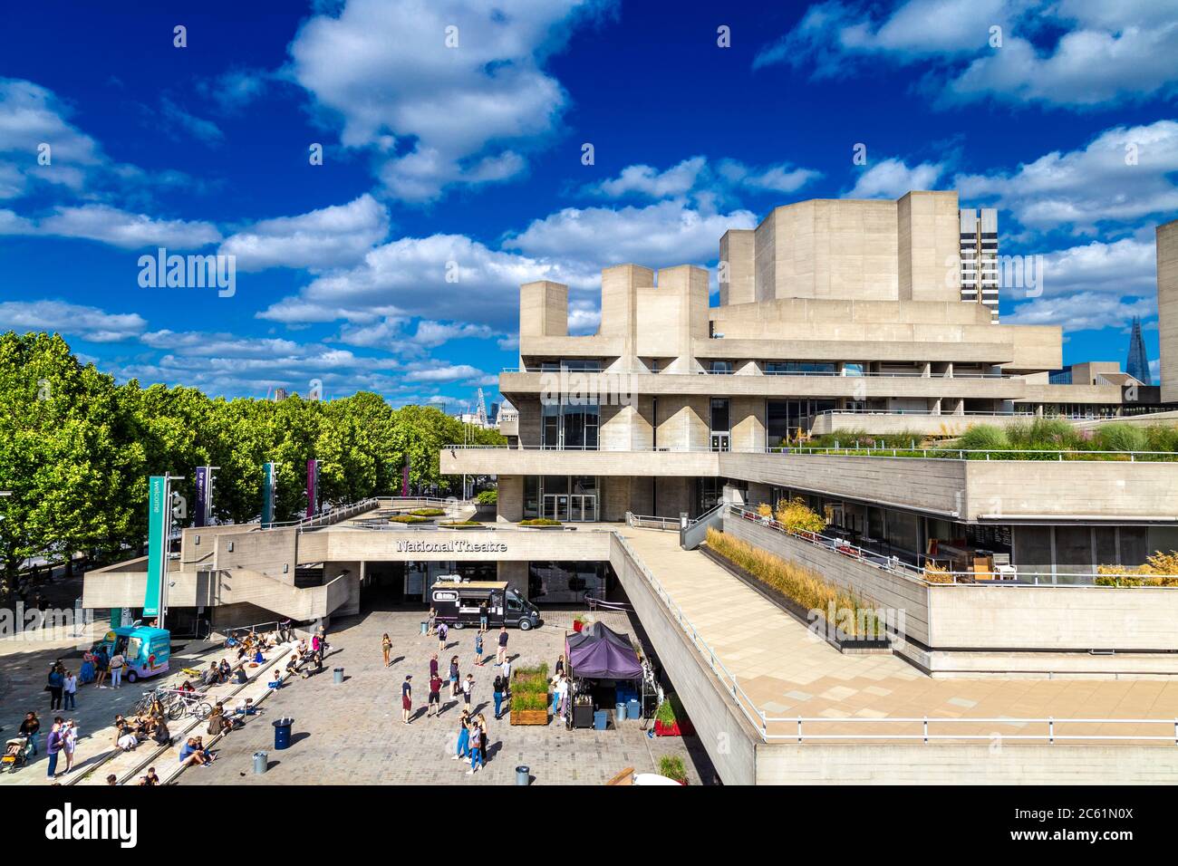 Brutalist style National Theatre building at the Southbank, London, UK Stock Photo